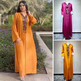 Vêtements ethniques Moyen-Orient Perles colorées Abaya Femmes musulmanes Robe longue à capuche Caftan Dubaï Turquie Islamique Ramadan Robe arabe Robe