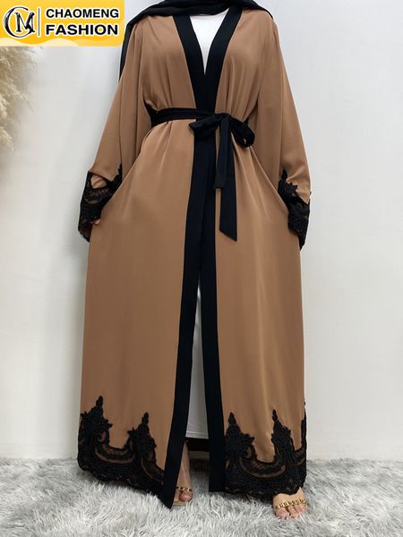 Vêtements ethniques Moyen-Orient Mode Ramadan Patchwork Dentelle Long Cardigan Musulman Pour Femmes Dubaï Abaya Maxi Robe Kimono Turc Islamique Vêtements 230517