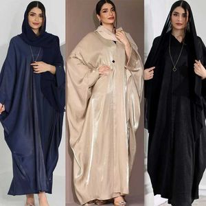 Vêtements ethniques Front du milieu-orient Open Abaya Femmes Brief Fashion Silky Arabe Dubaï Marocain Kimono Corban Eid New Islamic Outsider Robes Oversize T240510