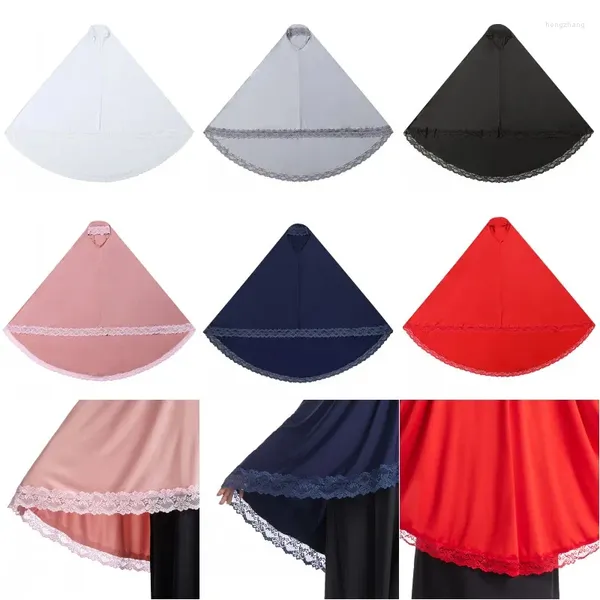 Ropa étnica Oriente Medio Headwraps Musulmán Ramadán Eid Hijab Mujeres Chales Islámico Largo Khimar Oración Turbante Árabe Encaje Pañuelo Amira