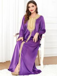 Vêtements ethniques Moyen-Orient Jalabiya Per perlé manches longues V Neck Muslim Abaya Vestidos Longos de Dubai Party Robes de soirée 2024 Printemps