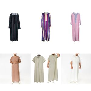Vêtements ethniques Moyen-Orient Jubba Thobe avec fermeture éclair Design manches courtes hommes Robe musulman vêtements 230529