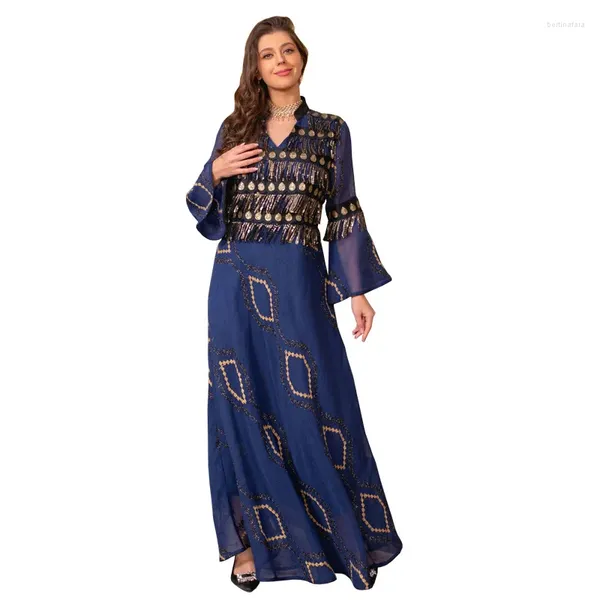 Ropa étnica Oriente Medio Marroquí Turquía Abayas Cena Vestido de noche Cuentas Colgantes Bordado Moda Arabia Saudita Dubai Robe