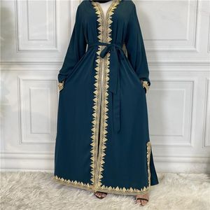 Vêtements ethniques moyen-orient musulman Abaya Femme turc décontracté mode brodé Cardigan Robe islamique longue Robe pour femmes