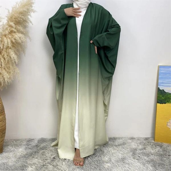 Vêtements ethniques Moyen-Orient Mode musulmane Dubaï Cardigan Robe arabe Turquie Batwing Sleeve Gradual Change Dress Femme Loose Islamique