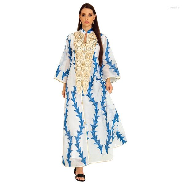 Vêtements ethniques moyen-orient femmes musulmanes Abaya broderie dentelle Applique turc longues robes Robe gracieuse Dubai Robe de soirée