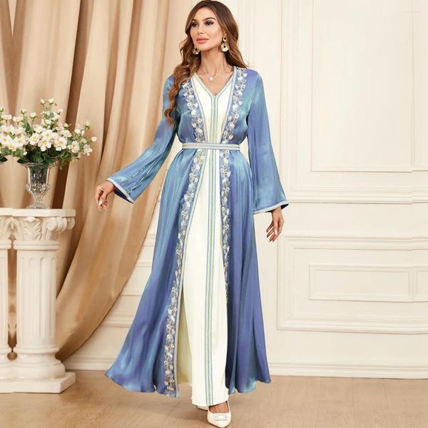 Ropa étnica Medio Oriente Ramadán Dubai Arabia Saudita Vestido de noche Conjunto Musulmán Moda Islámica Vestido de mujer Dos piezas