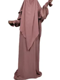 Vêtements ethniques Moyen-Orient Deux pièces Ensemble musulman pour femmes Vêtement de prière Jilbab Abaya Robe à capuche musulmane Couverture Ramadan Longue Abayas