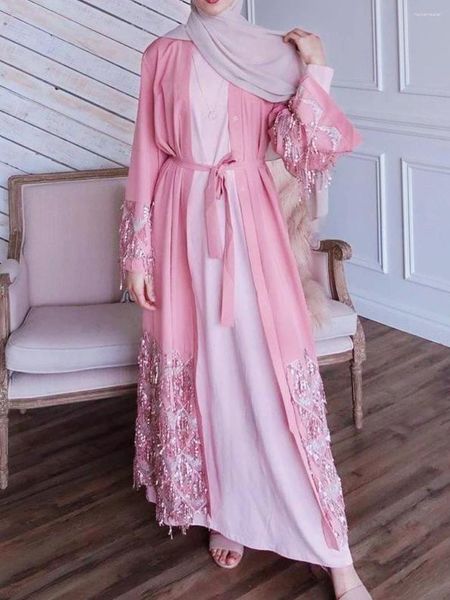 Vêtements ethniques Moyen-Orient Arabe Femmes Robe Mode Sequin Slim Robe Musulman Abaya Cardigan Élégant Dames Robes De Fête