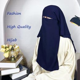 Ropa étnica Hijab musulmán de doble capa compuesto de masa de malla de malla máscaras de masa de masa de mujer velo de la moda femenina