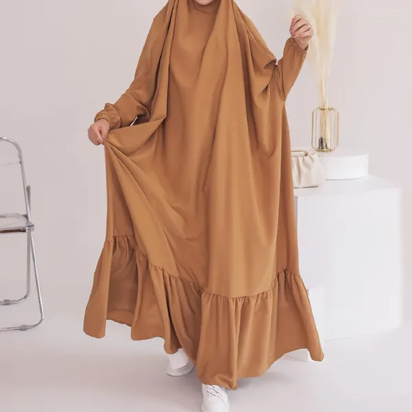 Vêtements ethniques Moyen-Orient Musulman Pull Robe Femme Grand Affichage Couleur Solide Festival Robe de Prière Robe Abaya
