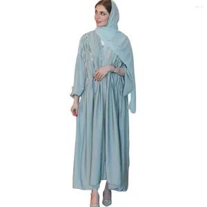 Vêtements ethniques Moyen-Orient Robe Style Sequin Diamond Fashion Open Abaya Muslim Long Sleeves Cardigan sans foulard