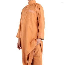 Ropa étnica Mezcla de colores 8-18 años Moda antigua Thawb Niños Material brillante Jubba Robe con pantalones Thobe Traje de dos piezas