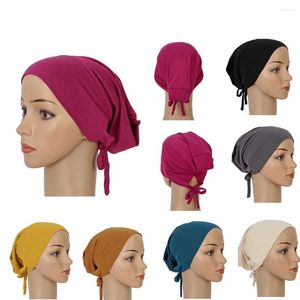 Hijab interior liso de algodón Modal para ropa étnica para mujer, Jersey elástico musulmán, gorro con correa, sombrero de fondo, accesorios de pirata, turbante