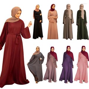 Vêtements ethniques modérément belle Robe islamique musulmane Temberament dames filles solide trompette manches vêtements de prière sans Hijab