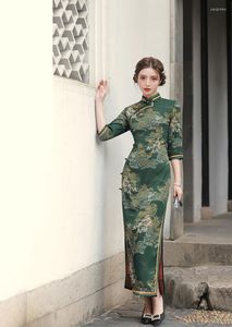 Etnische kleding Modern 2023 Cheongsam Lange sectie Lente en zomer Verbeterde afslank banket Chinese moeder Qipao -jurk voor vrouwen
