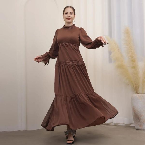 Vêtements ethniques Modeste Abaya Robes musulmanes pour femmes Turquie Plaine Luxe Mousseline de soie plissée Dubaï Robe longue Robe islamique Kaftan Robe