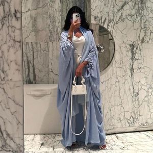 Vêtements ethniques Modest Abaya Open Cardigan Femmes Musulman Bat Sleeve décontractée Robe maxi Turquie Arabe Dubaï Eid Ramadan Long Robe Robe Maroc