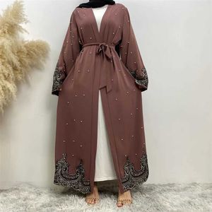 Etnische kleding bescheiden Abaya Ramadan Dubai Robe Femme Musulmane Turkije Kaftan Islamitische kleding Moslim voor vrouwen Kimono Caftan Marocain Cardigan T240510VAH2