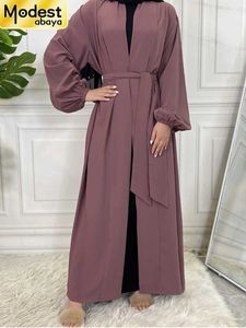 Etnische kleding Modest Abaya Ramadan Dubai Robe Femme Musulmane Turkije Kaftan Islamitische kleding Moslim voor vrouwen Kimono Caftan Marocain Cardigan T240510O44C