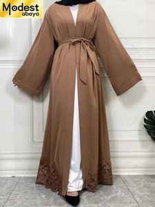 Etnische kleding Modest Abaya Ramadan Dubai Robe Femme Musulmane Turkije Kaftan Islamitische kleding Moslim voor vrouwen Kimono Caftan Marocain Cardigan T240510H63Q