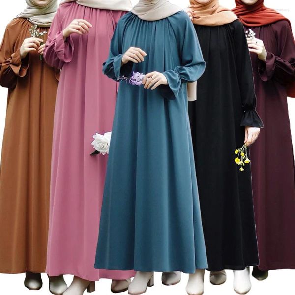 Vêtements ethniques modestes décontractées abaya femmes musulmanes longues robes maxi ramadan prière femme dubai islam arabe kaftan robe eid parti vestidos