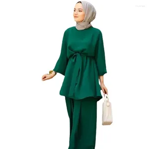 Ropa étnica modesta moda islámica con hijab para mujeres musulmanas eid al adha y sets de vestimenta diaria