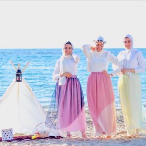 Vêtements ethniques modeste islamique musulman mode femmes jupe adulte plissé taille élastique Abaya turquie Ropa Arabe Mujer jupes longues