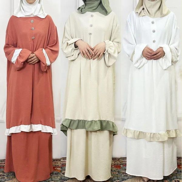 Vêtements ethniques MODESTES ISLAMIQUES FEMMES LONGES À MANDE À CABAGE À CAUDE À CABE JURTES ÉLÉGANT DUBAI TURKE