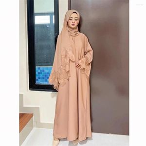 Vêtements ethniques Modeste Musulman Abaya Eid Party Femmes À Manches Longues Maxi Robe Hijab Turquie Kaftan Islamique Robe Arabe Dubaï Femme Musulmane