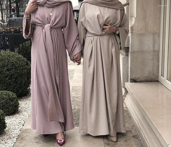 Vêtements ethniques Femmes musulmanes modestes Abayas Élégant Longue Robe Maxi Turquie Arabe Kaftan Islam Robe de Fête Bandage Eid Ramadan Dubaï Caftan