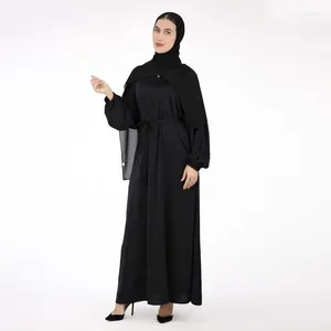 Vêtements ethniques Modest Femmes Vobe ceinturée Batwing Sleeve Prayer Robe Kaftan Long Arab Oman Maroccan Caftan Eid Robes Al Adha Muslim