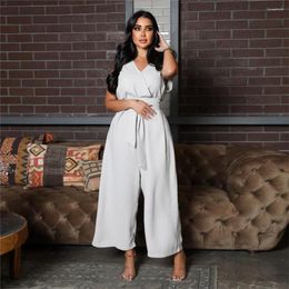 Etnische kleding bescheiden vrouwen moslim mouwloze hoge taille brede poten Casual broek romper jumpsuits kalkoen Dubai kaftan islamitische outfis