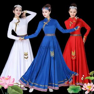 Vêtements ethniques Dance mongole robe folk pratiquer jupe chinoise Vêtements traditionnels Style national danse tibétaine ancienne ethnique dancewear d240419