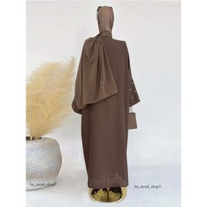 Ropa étnica Luna Bordado Abaya Fino Lino Efecto Tela Batwing Mangas Kimono Musulmán Mujeres Dubai Islámico Hijab Robe Ramadán 227