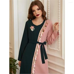 Ropa étnica Marroquí Kaftan Borla Musulmana Mujeres Abaya Islámica Arabia Saudita Robe Dubai Caftan Eid Ramadán Jalabiya Vestidos