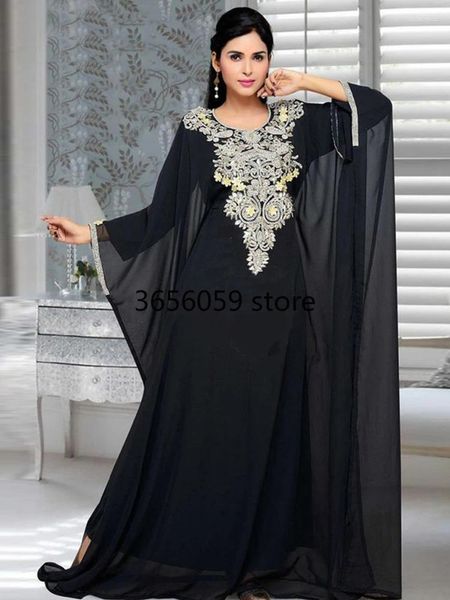 Ropa étnica Marruecos Mujeres Mujeres Abaya Kaftans Vestidos de noche de bordados para Dubai Turquía Islam Long Robe Femme Vestidos