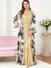 Vêtements Ethniques Maroc Robe De Soirée Musulmane Abaya Femmes 2 Pièces Ensemble Robes Islamiques Ceinture Broderie Caftan Vestidos Maxi Abayas Élégant Caftan 230720