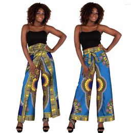 Roupas étnicas Calças multifuncionais Africanas retas calças de comprimento total One Size Imprimir Dashiki para mulheres YF158