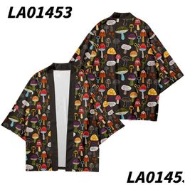Vêtements ethniques Champignon Print Beach Mode Japonais Kimono 2023 Plus Taille 5XL 6XL Robe Cardigan Hommes Chemises Yukata Haori Femmes Drop Dhysk