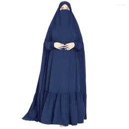Etnische kleding Moslim Abaya voor vrouwen Dubai Turkse islamitische grote zoomjurken Casual vaste kleur gewaad traditioneel festival gebedskleding