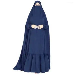 Etnische kleding Moslim Abaya voor vrouwen Dubai Turkse islamitische grote zoomjurken Casual vaste kleur gewaad traditioneel festival gebedskleding