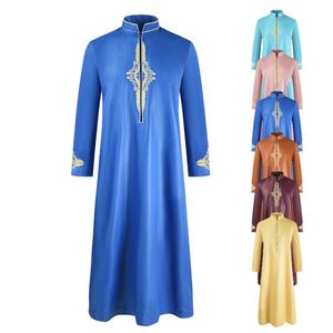 Etnische kleding moslim Abaya man Ramadan solide kleur huis gewaad voor mannen 2023 Dubai kalkoen vintage mode losse islamitische
