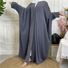 Ethnic Clothing Muslim Abaya Middle East Satin Dress Women Elegant Dubai Turkey Arabic Islamic Caftan Saudi Plain Robe