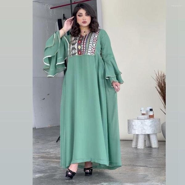 Ropa étnica musulmana Abaya Vestido de lentejuelas Jalabiya africano Dashiki Vestido cárdigan Kimono bata larga vestidos Jubah Oriente Medio Ramadán