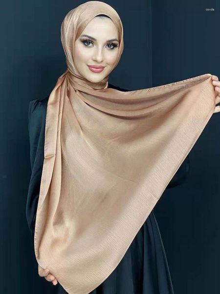 Ropa étnica Musulmán Abaya Seda Hijab Abayas Hijabs para mujer Jersey Head Wrap Bufanda Vestido de moda islámica Mujeres Turbantes Turbante instantáneo