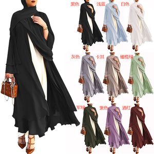 Etnische kleding Moslim Abaya's voor vrouwen Chiffon Cardigan Loose Dress Dubai Indian Morokkaanse mode Temperament Casual 230324
