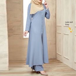 Vêtements ethniques Musulman Abayas Ensembles Qualité Dresse Mode Robe Solide Collage Longue Jupe Femmes Tempérament Pull Décontracté 230324