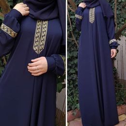 Vêtements ethniques Musulman Abayat Style Imprimer Abayas pour Femmes Solide Couleur Lâche Casual Robe Femme Musulman Moyen-Orient Arabie 230227