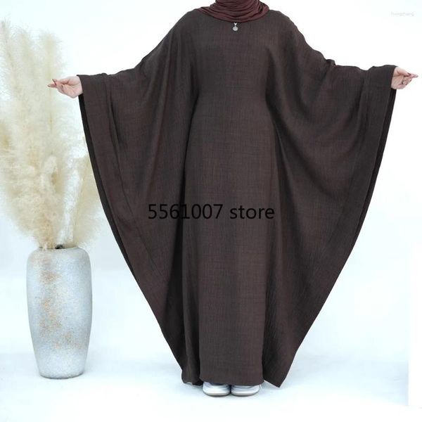 Ropa étnica Musulmán Batwing Manga Farasha Abaya Vestido Llanura Dentro Cinturón Mujeres Vestidos de fiesta Dubai Turquía Kaftan Ramadán Eid Islámico